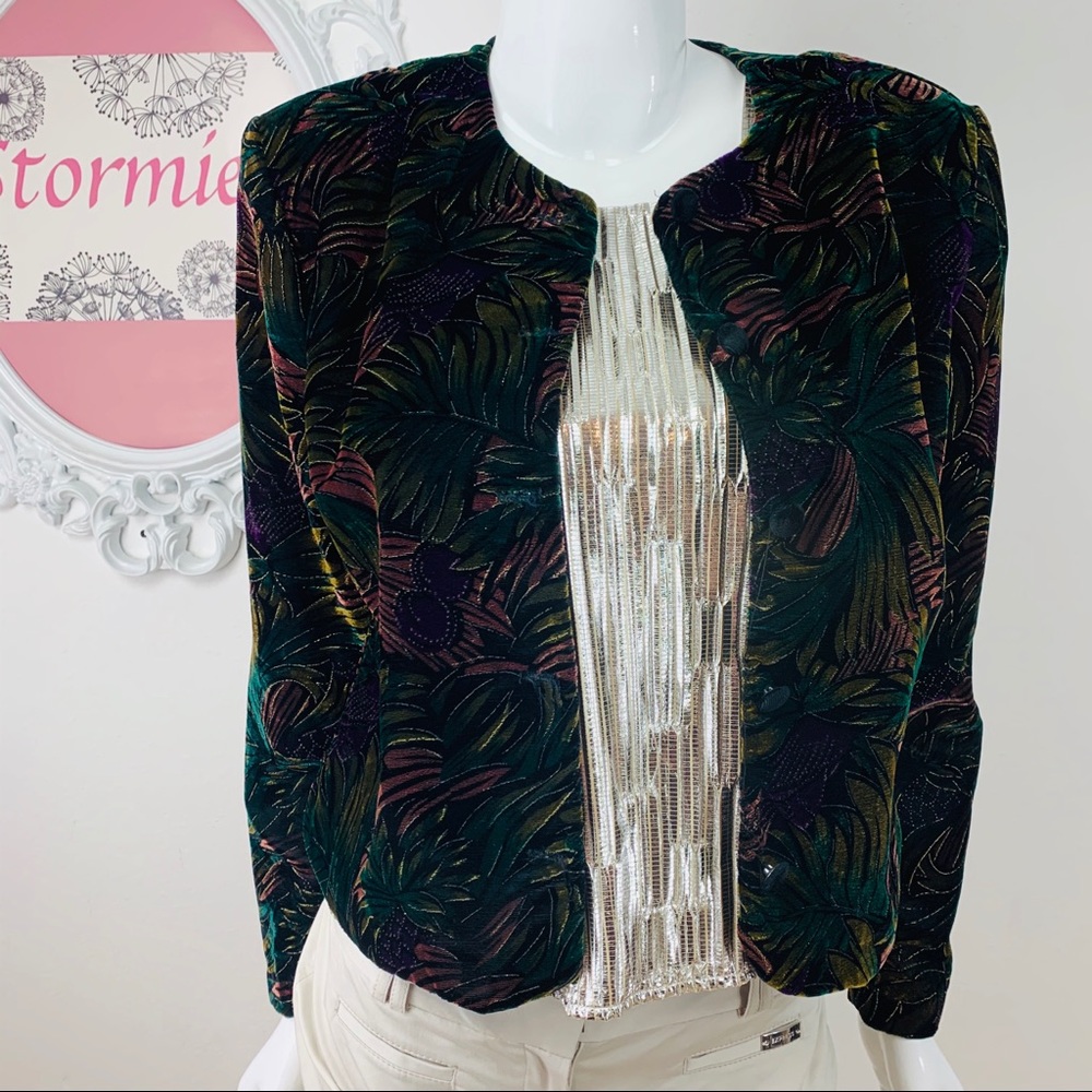 VTG Norton McNaughton / Velvet Metallic Green Purple Blazer /Jacket